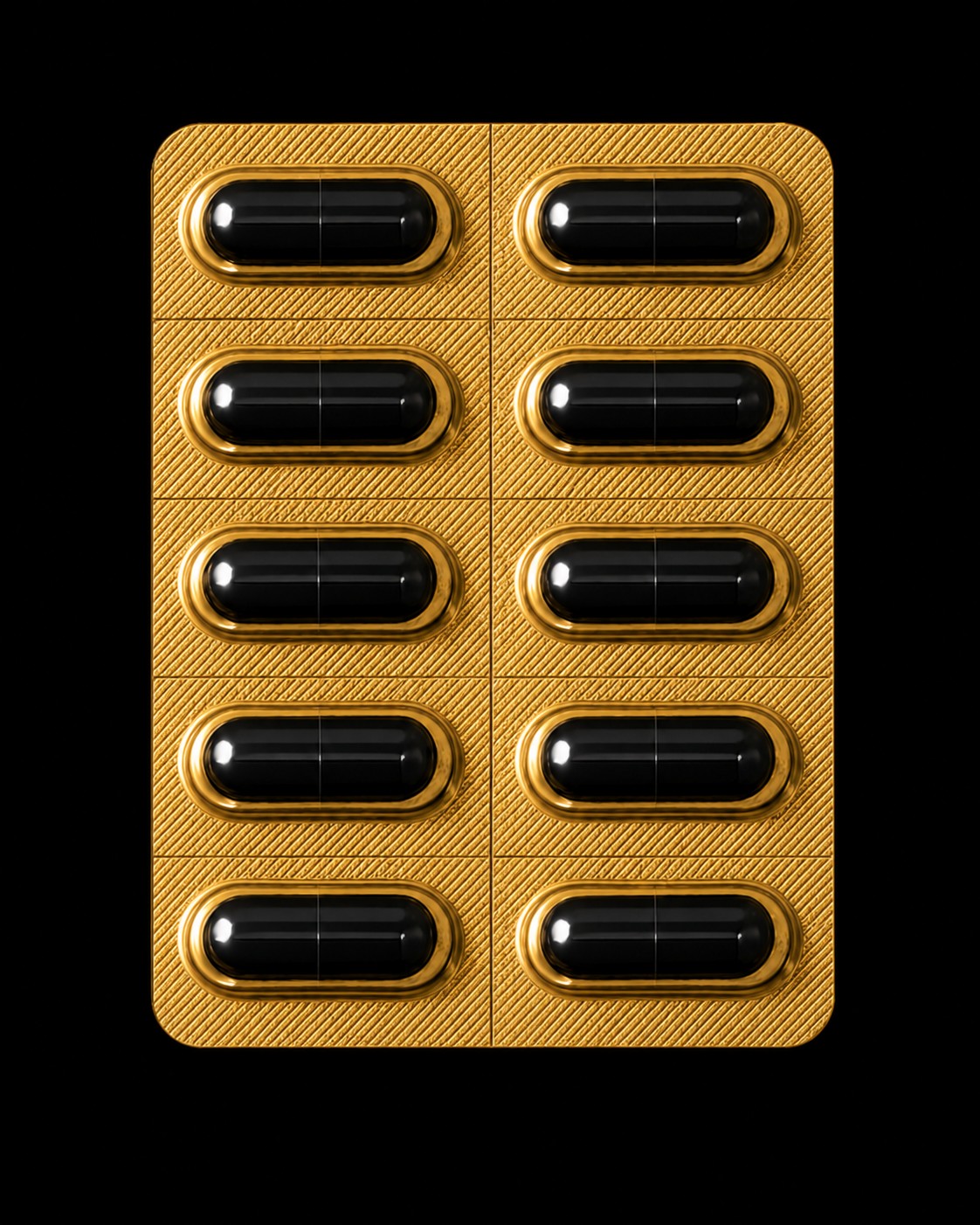 Adam's Secret black capsules in gold blister pack